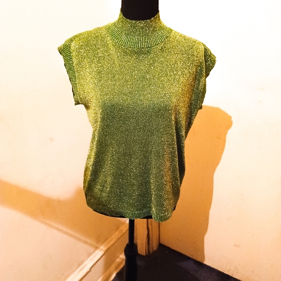 Blair Women Vintage Green Glitter Top - Picture 5 of 6